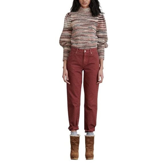 Veronica Beard Blake High Rise Burgundy Jeans.Cropped.Retail $268